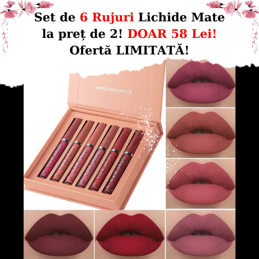 Set 6 Rujuri Lichide Mate, Culori Vibrante - "Luxury Color"